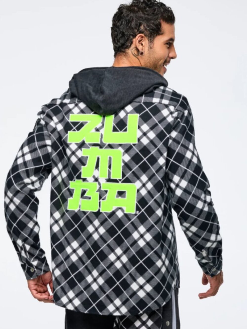 Medium/Large Zumba Wear Eastern Flavor Flannel Shacket With Hood